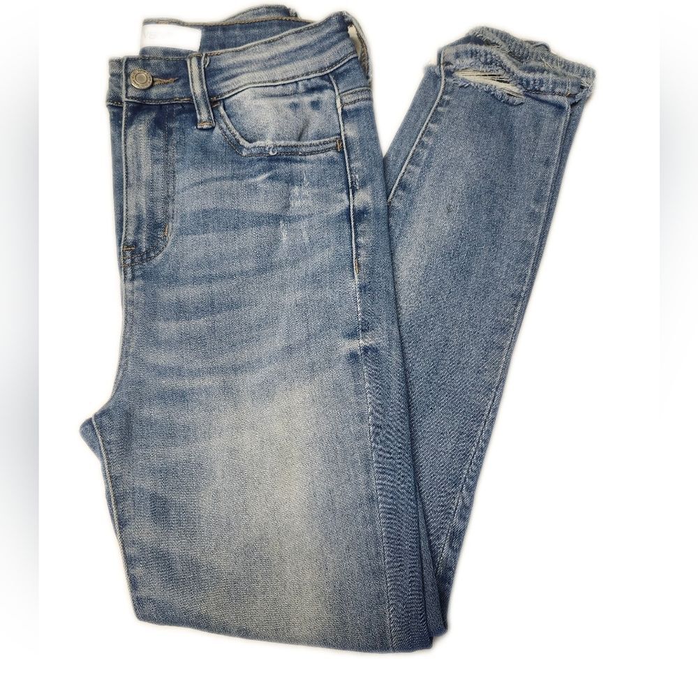 Vervet Blue, Light Blue Wash, Distressed, High Rise, Skinny Jeans, 25